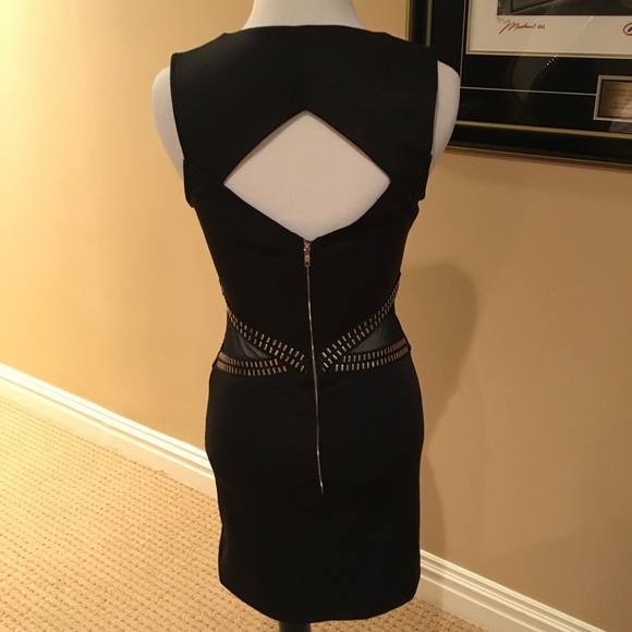 Sexy black & gold body hugging dress w/gold studs - Picture 2 of 5